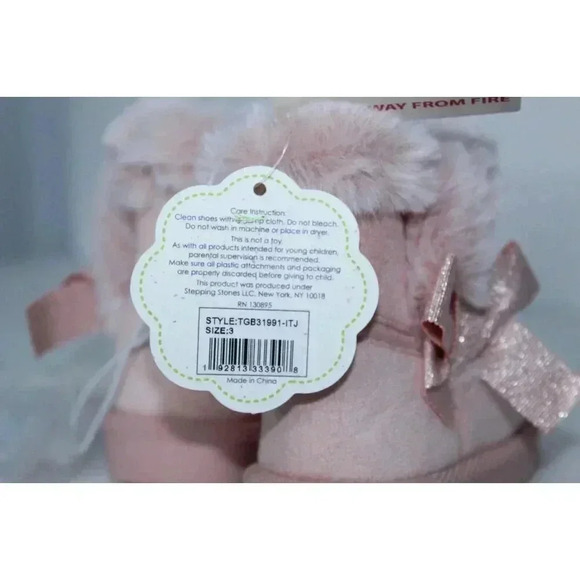 First Steps Stepping Stones Faux Fur Pink Boot Booties Size 3 6-9 Months - Picture 8 of 12